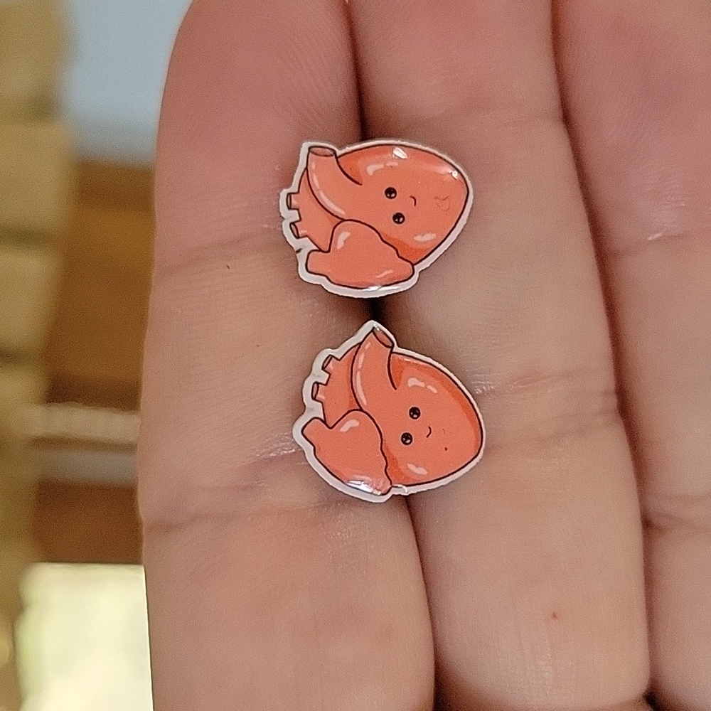 Anatomical Heart Kawaii Stud Earrings, unisex - Picture 6 of 6